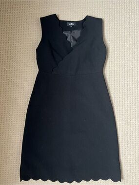 ABS by Allen Schwartz Black Scallop Sheath Dress